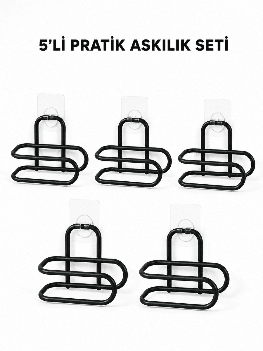 Siyah Metal WC Kağıtlık Yapışkanlı Tuvalet Kağıdı Rulo Tutucu 5 adet Avantajlı Set — fotoğraf 1