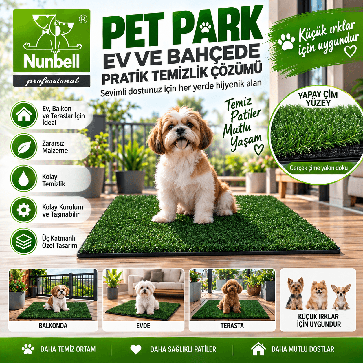 Nunbell Pet Park Yapay Çim Köpek Tuvalet Pedi