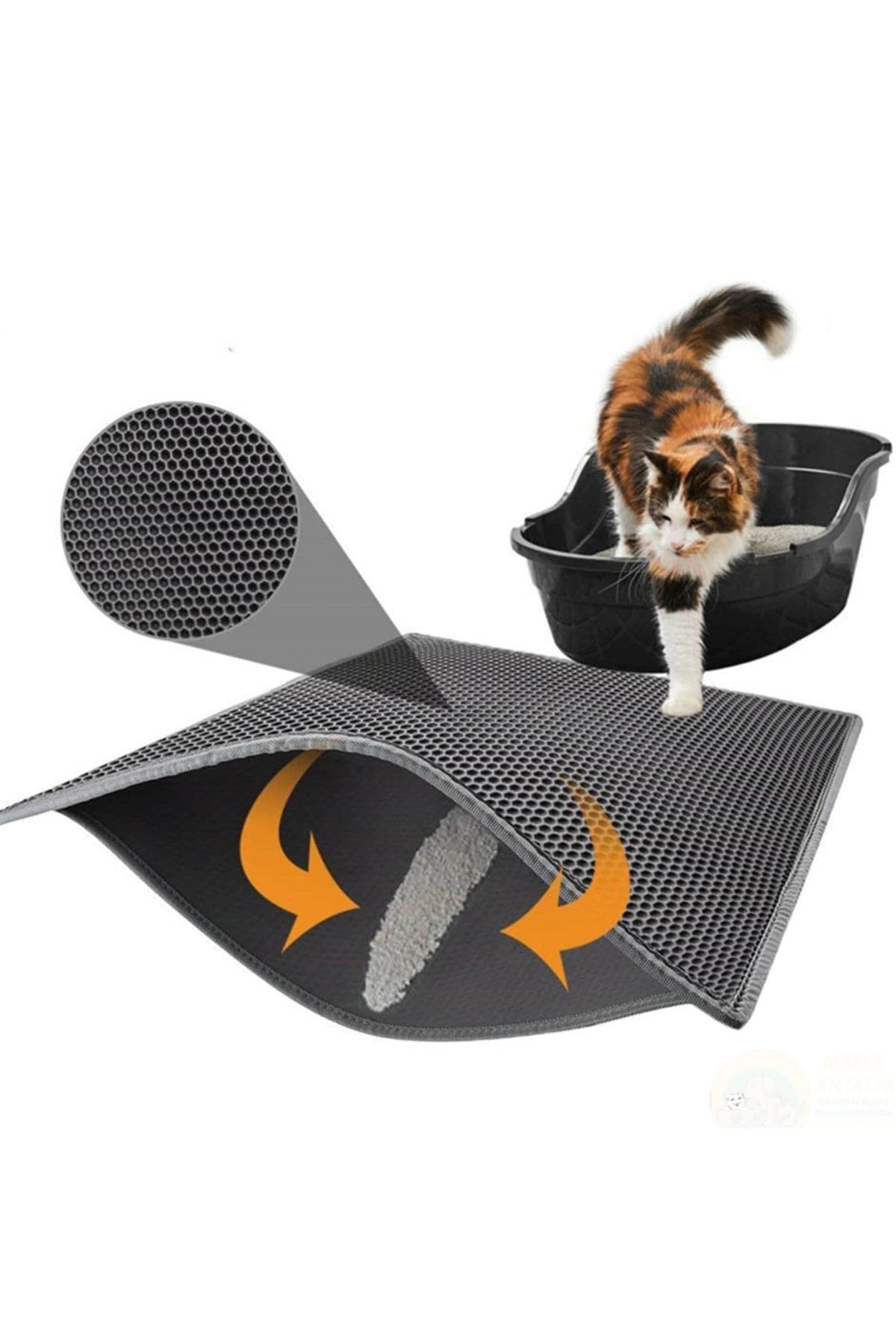 Elekli Kedi Tuvaleti Önü Kum Toplama Paspası, 60 × 43 × 2 cm