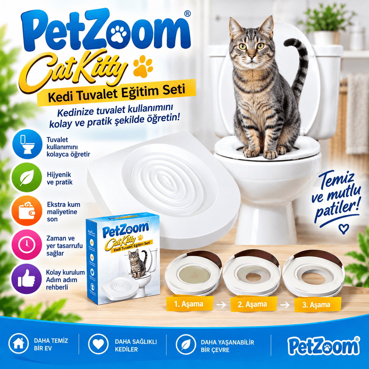 PetZoom Citi Kitty Kedi Tuvalet Eğitim Seti